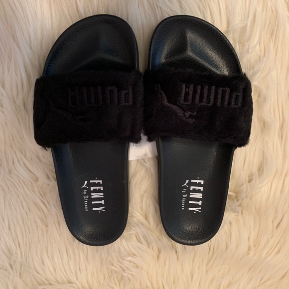 puma furry slides leopard